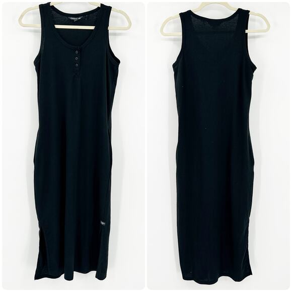 Toad &‎ Co Womens Lounge Hemp Blend Piru Henley Midi Tank Dress Size XS Pockets - Picture 1 of 6
